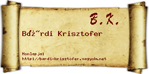 Bárdi Krisztofer névjegykártya